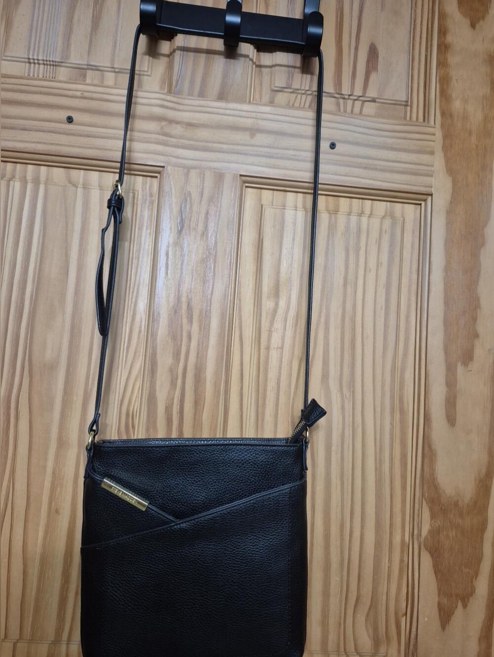 Steve Madden Black Faux Leather Crossbody Bag Gold Hardware